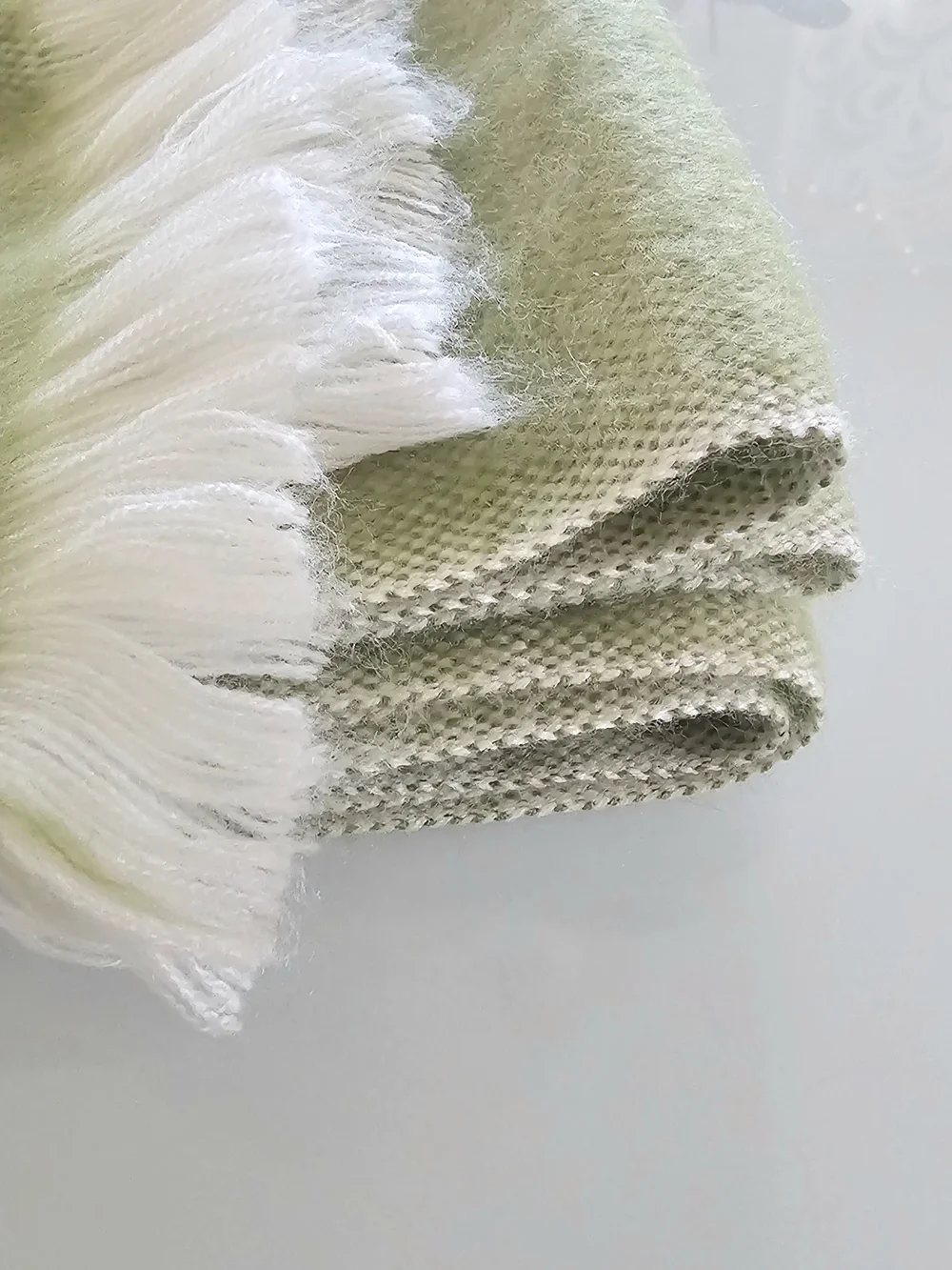 Alpaca Light Green Scarf Very Comfortable to Wear EUC